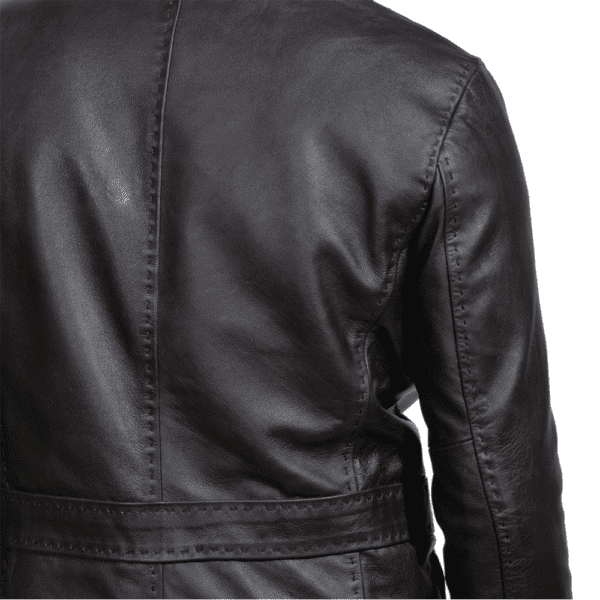 Men Leather Blazer Wine Black - Back Shoulder Side