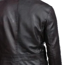 Men Leather Blazer Wine Black - Shoulder