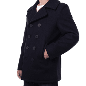 Classic Melton Wool US Navy Pea Coat Shoulder Side