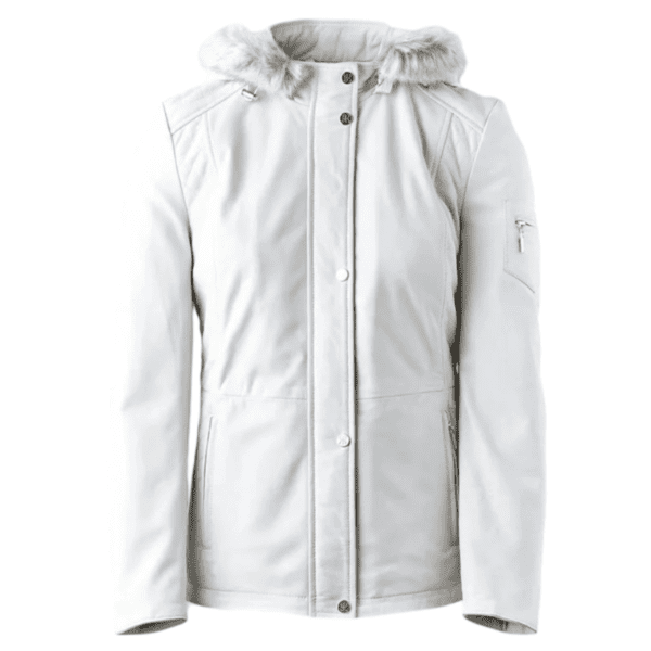 Armathwaite Leather Coat in White front side