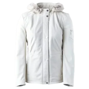 Armathwaite Leather Coat in White front side