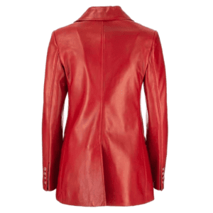 Dynasty S04 Fallon Carrington Red Leather Blazer Back SIDE