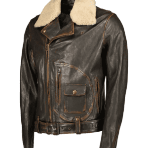 Elon Musk Brown Leather Biker Jacket side pocket side