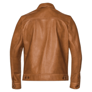 70s Unlined Waxy Cowhide Brown Leather Delivery Jacket back side