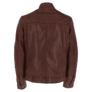 Mens Sheep Leather Jacket Red Brown Jason Back Side