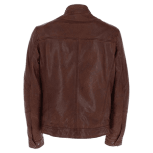 Mens Sheep Leather Jacket Red Brown Jason BACK SIDE