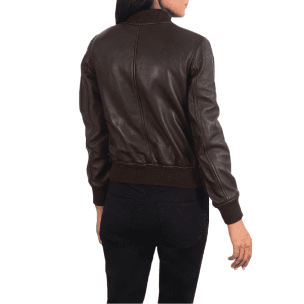 Ava Ma-1 Brown Leather Bomber Jacket back side