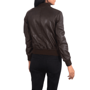 Ava Ma-1 Brown Leather Bomber Jacket back side