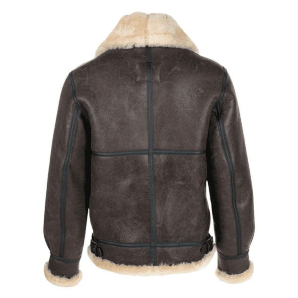 Classic B-3 Sheepskin Leather Bomber Jacket Back Side