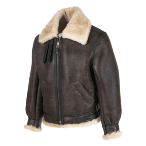 Classic B-3 Sheepskin Leather Bomber Jacket Right Hand Side