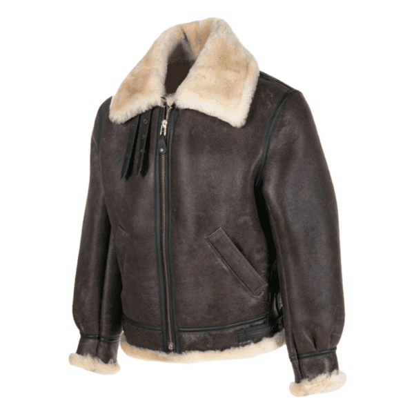 Classic B-3 Sheepskin Leather Bomber Jacket Right Hand Side