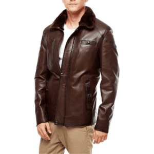 Bernard Men’s Chestnut Leather Blackout Jacket Right Hand Side