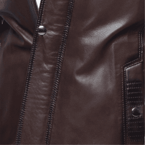 Bernard Men’s Chestnut Leather Blackout Jacket Buttoned Side