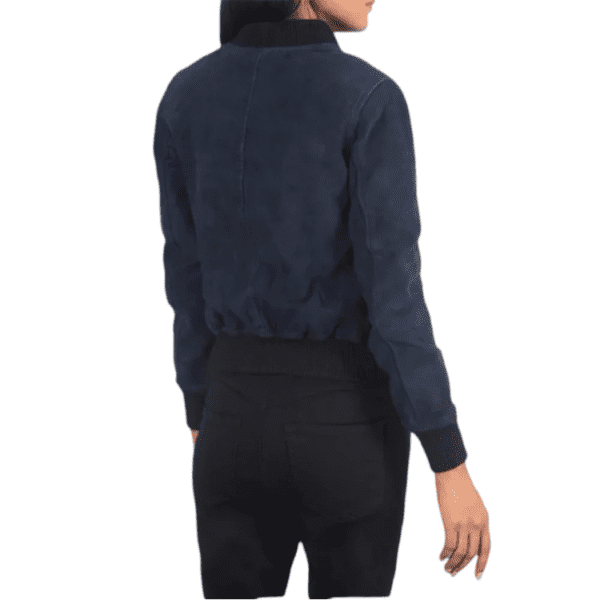 Ava Ma-1 Navy Blue Suede Bomber Jacket Back Side