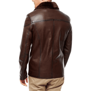 Bernard Men’s Chestnut Leather Blackout Jacket Back Side