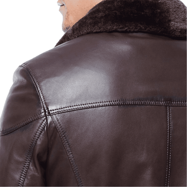 Bernard Men’s Chestnut Leather Blackout Jacket Shoulder Side