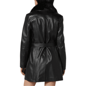 Milano Women’s 100% Real Black Leather Coat Back Side