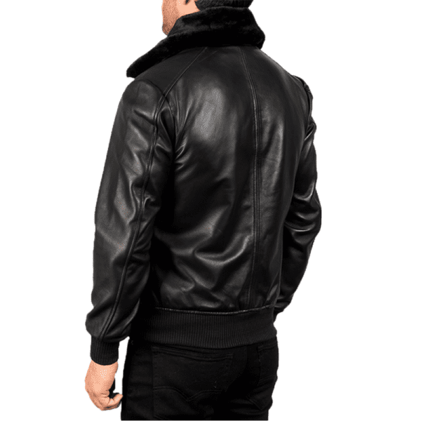 Airin G-1 Black Leather Bomber Jacket Back Side