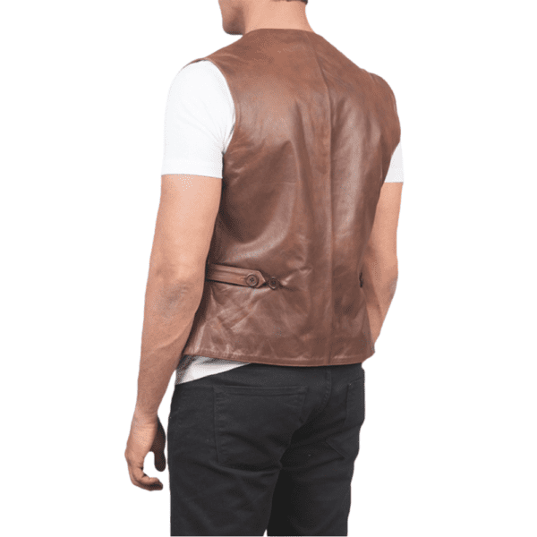 Auden Brown Leather Vest Back Side