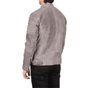 Damian Grey Suede Biker Jacket Right Back Side