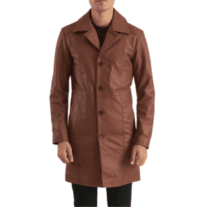 Don Long Brown Leather Coat Front Side