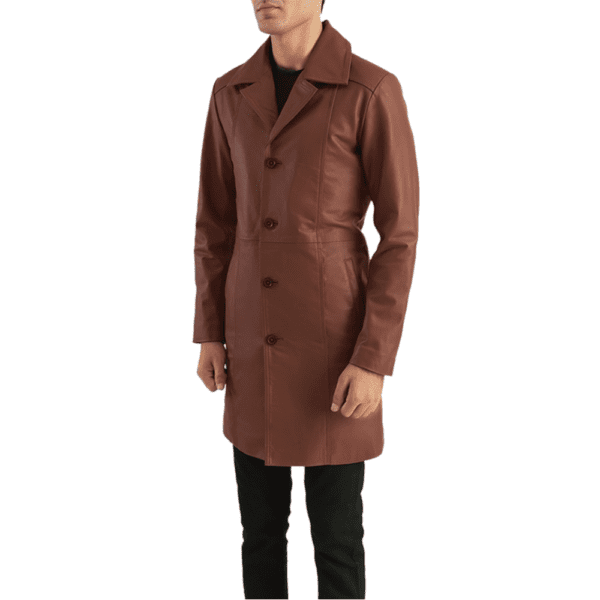 Don Long Brown Leather Coat Front Side