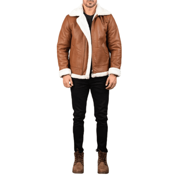 Francis B-3 Brown Leather Bomber Jacket Full Side