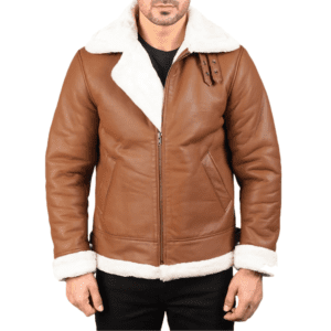 Francis B-3 Brown Leather Bomber Jacket Front Side