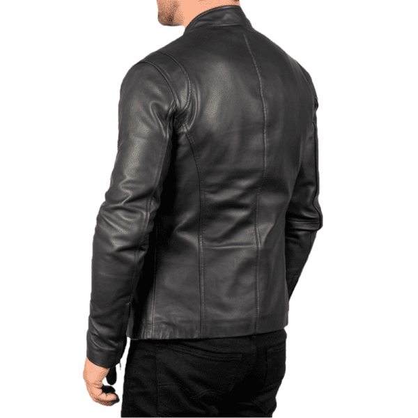 Ionic Black Leather Jacket Back Side