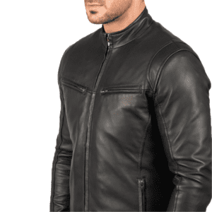 Ionic Black Leather Jacket Shoulder Side