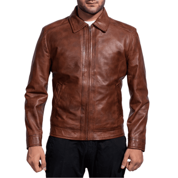 Inferno Brown Leather Jacket Front Side