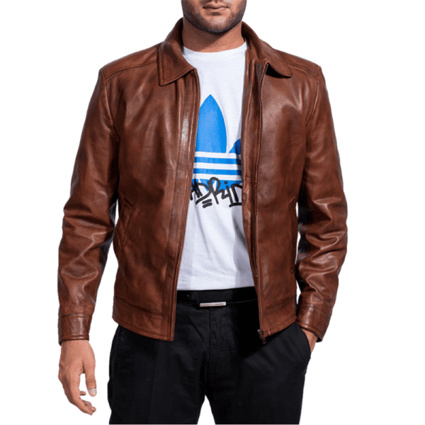 Inferno Brown Leather Jacket Front Side