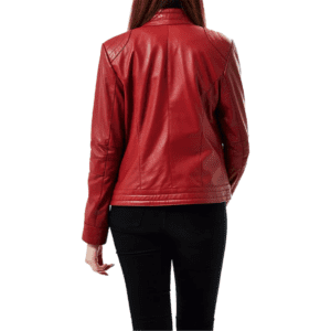 Ruby Women’s Red Leather Vintage Classic Jacket Back Side