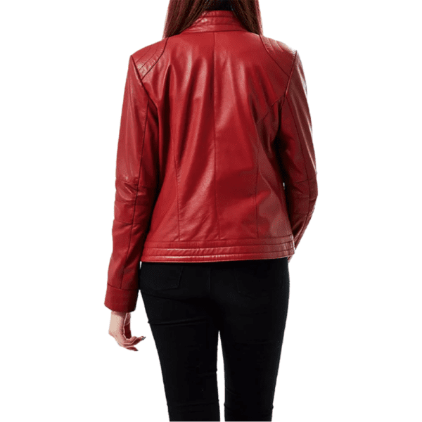 Ruby Women’s Red Leather Vintage Classic Jacket Back Side