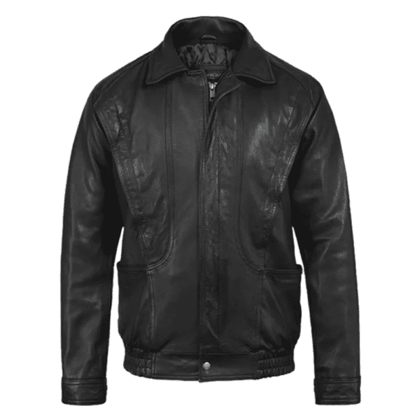 Vintage Bomber Leather Jacket Front Side