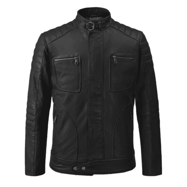 Firefly Moto Black Biker Leather Jacket Front Side