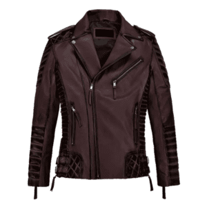 Charles Burnt Wine Leather Jacket Front Side