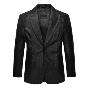 Black Python Catwalk Leather Blazer Front Side