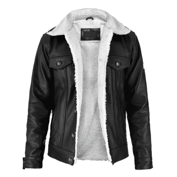 Leather Sherpa Jacket Front Side