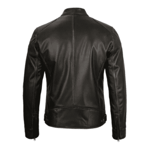 Dodge Mens Rub-off Dark Brown Cafe Racer Leather Jacket Back Side