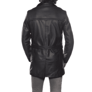 Bonno Men’s Black Leather Coat Back Side