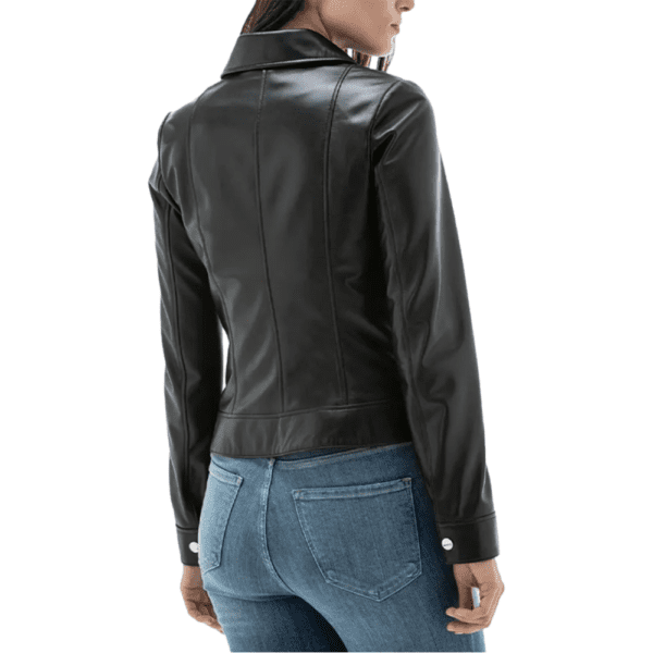 Mayfair Women’s Black Leather Shirt Style Jacket Back Side