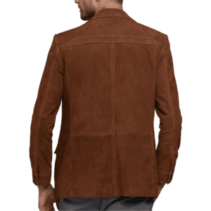 David Gandy Men’s Real Brown Leather Suede Coat Back Side