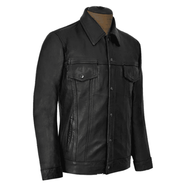 Leather Trucker Jacket Left Side