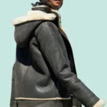 Women B3 Flying RAF Aviator Real Fur Leather Bomber Shoulder Side