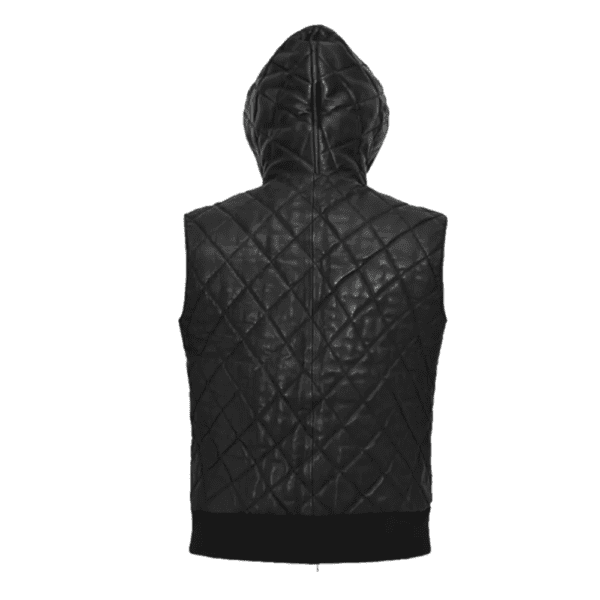 Leather Hooded Vest Back Side