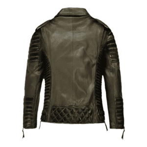 Charles Burnt Olive Leather Jacket Back Side