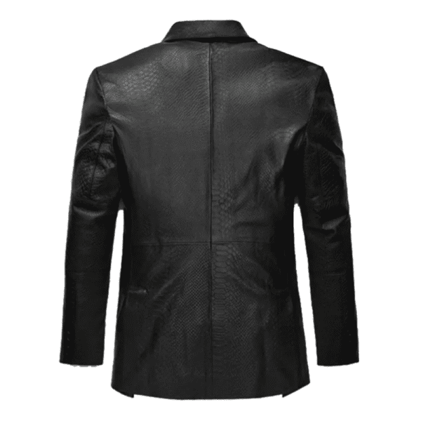 Black Python Catwalk Leather Blazer Back Side