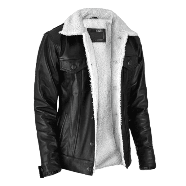 Leather Sherpa Jacket Front Side