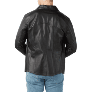 Guido Men’s Real Black Leather Trucker Jacket Back Side